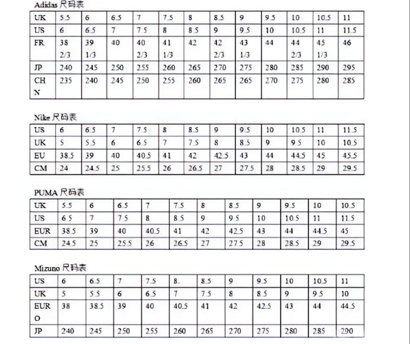 鞋子尺码怎么选_运动鞋尺码对照表