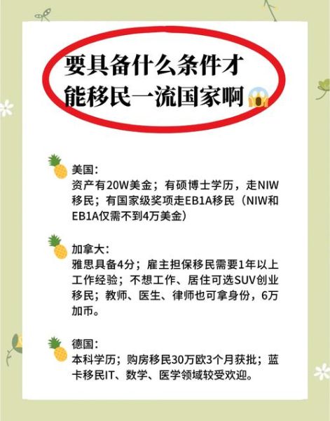 办移民需要什么条件_移民条件有哪些