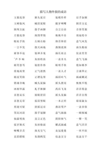 外貌描写词语有哪些_如何写出生动形象的外貌描写