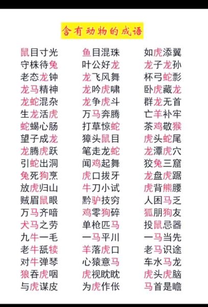 兽的四字词语有哪些_常见兽类成语大全