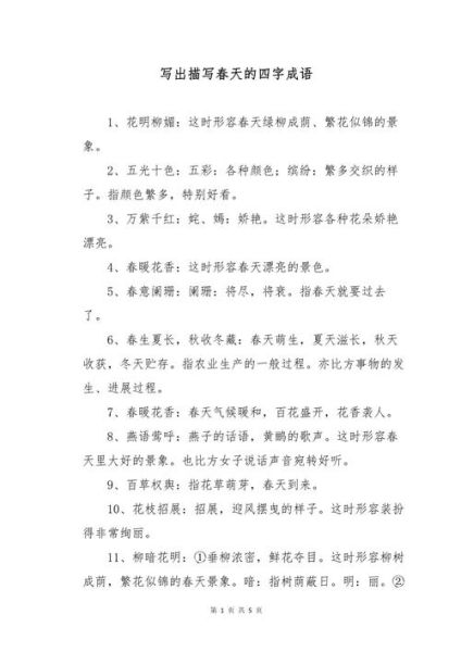描写春天景色的四字词语有哪些_如何用在作文里